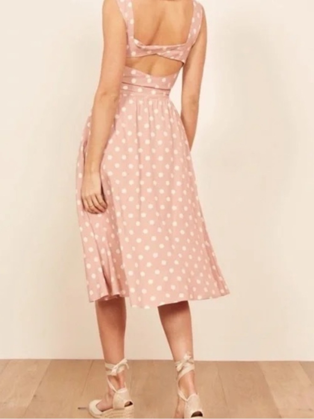 Reformation NWT Lanai Polka Dot Sun Dress Blush Pink White Size XS - Picture 3 of 14